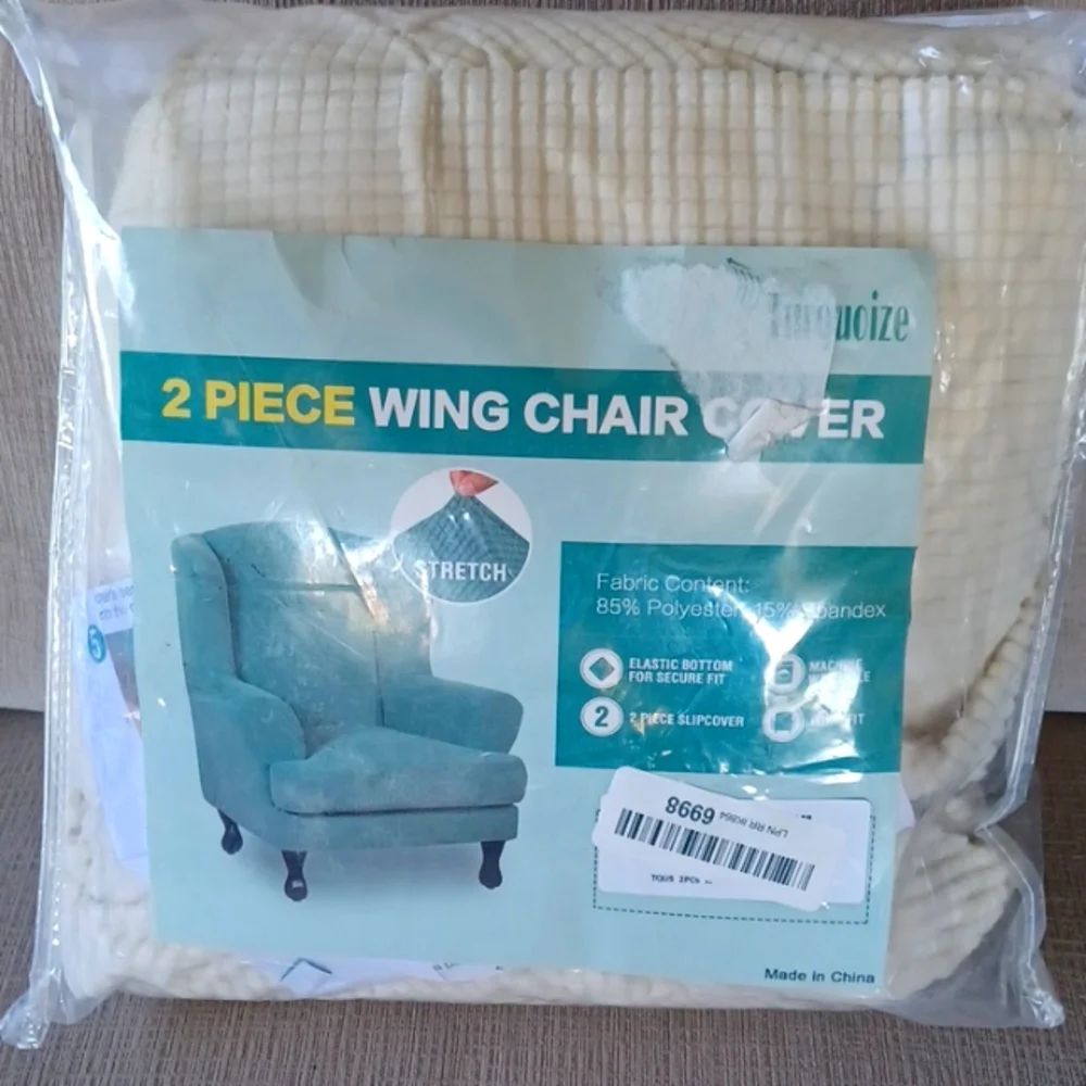 2 piece Wing Chair Stretch Chair Cover